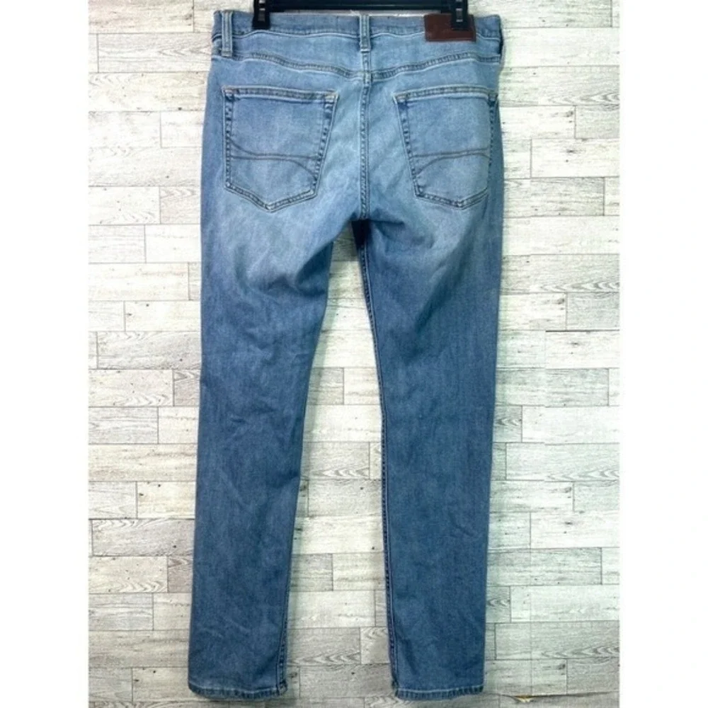 Hollister 33x32‎ Mens Slim Straight Epic Flex Distressed Ripped Blue Jeans